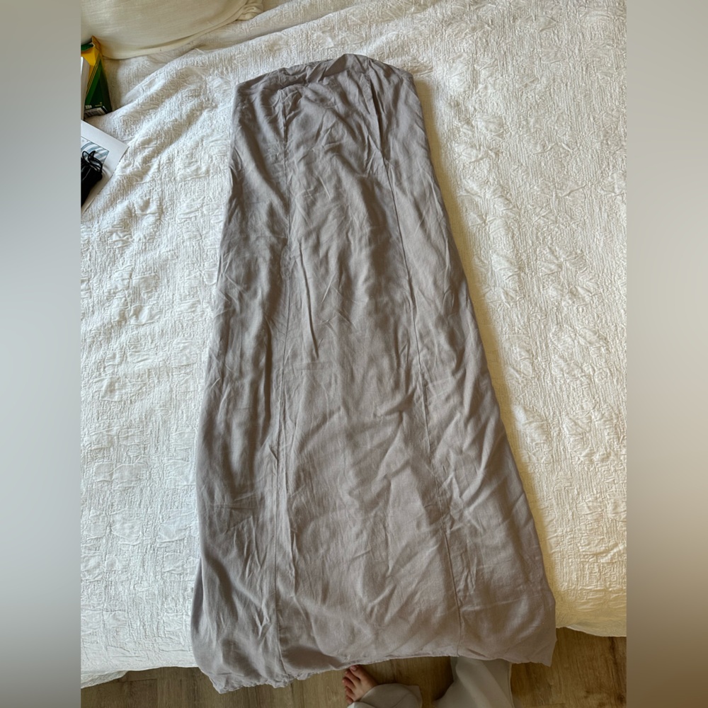 Urban Outfitters Strapless Grey Linen Midi Dress
